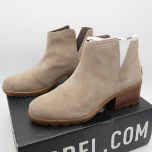 NEW SOREL Women's 10 Cate Cut Out Ash Brown Boots Booties Waterproof Suede